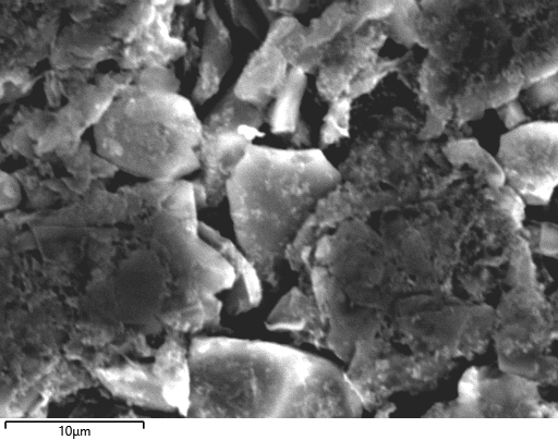 Secondary electron images of SiC anode particles.